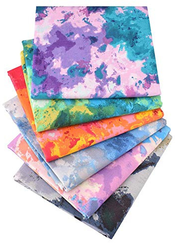 MIDUOLE Fat Quarters Fabric Bundles, 6 Pcs 100% Cotton 19.69” x 15.75” (50cmx40cm) Precut Quilting Fabric Squares Sheets for DIY Patchwork Sewing Quilting Crafting, No Repeat Design Batik Pattern.