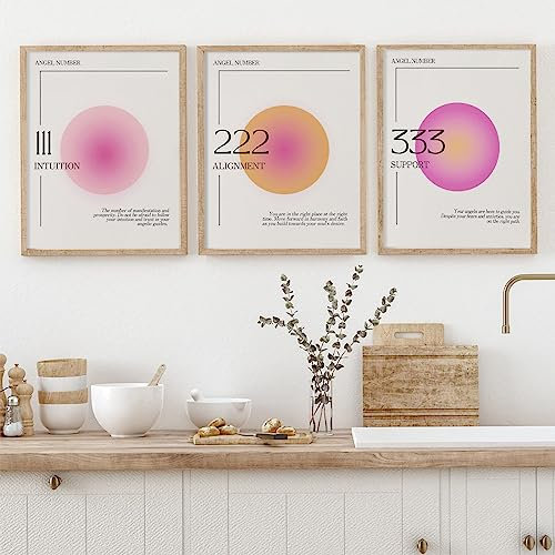 GENSTEUO Aura-Poster für Zimmer, ästhetisch, Engelszahl, Wandkunstdrucke, adretten Bilder für Schlafzimmer, Wanddekoration, rosa Raumdekoration, Y2k-Stil, 27.9x35.6 cm, ungerahmt