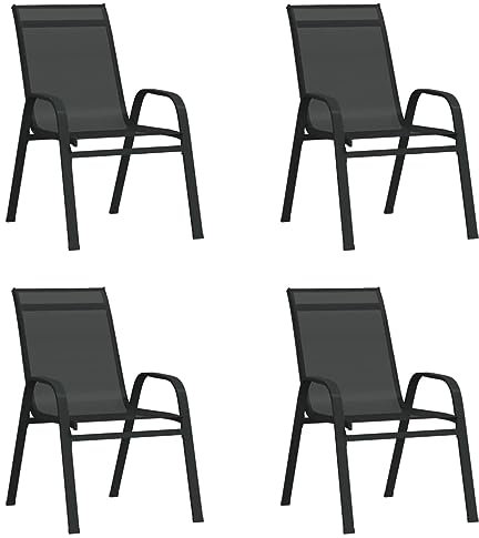 Bussandri Exclusive - Stapelbare Gartenstühle 4 STK. Schwarz Textilene