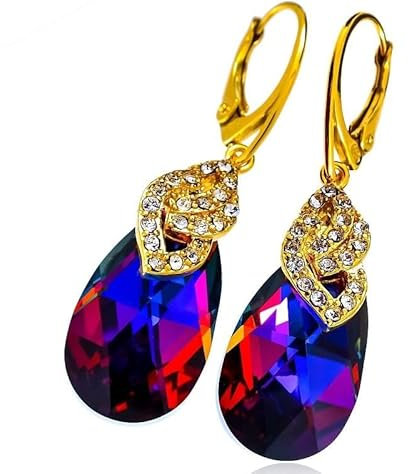Arande Original Kristalle Ohrringe 24 Karat vergoldetem Silber Volcano Gold mit original österreichischen Kristallen – handgefertigter Schmuck