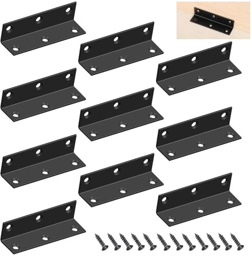10 Pezzi Staffe Angolari,Staffe a L per Legno,Connettore ad Angolo L,Angolari in Metallo 90 Gradi,80 x 20 x 20 mm Squadrette Angolari Staffa a L Giunzione con Viti per Tavolo,Armadietto,Sedia