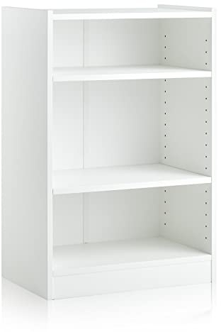 GYMAX Libreria a 4 Piani, Scaffale a 3 Cubi d’Angolo, Ripiani Regolabili a 18 Livelli, Anti-ribaltamento, per Soggiorno, Camera da Letto e Ufficio, Studio, 50 x 30 x 75 cm (BIANCO)