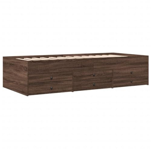 vidaXL Tagesbett, Gästebett mit 6 Schubladen mit Rollen, Schlafsofa für Schlafzimmer, Bettsofa Sofabett Daybed Bett, Braun Eichen-Optik 90x190cm Holzwerkstoff