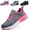 WUAYAMI Chaussures de Sécurité Hommes Femmes Baskets de Secruite Légère Chaussure de Travail Confortable Respirantes Chaussure de Chantier Antidérapantes, Rose, 42 EU