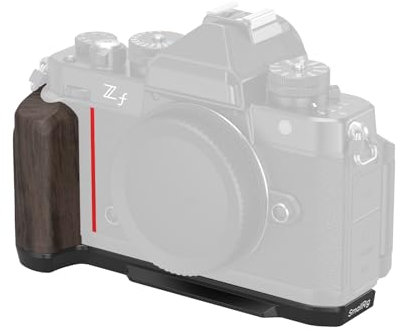SMALLRIG Z f Wooden Handgrip, L-Shape Grip Holder for Nikon Z f Camera, Retro-Style Side Handle with 1/4-20 Threaded Hole, Cold Shoe, Quick Release Plate for Arca, Black - 4801