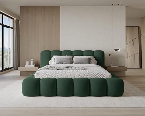 Chilly. Design Bett Stone - Polsterbett 160x200 mit Bettkasten, Lattenrost und Kopfteil -Eleganter Velluto-Samt Stoffbezug Grün