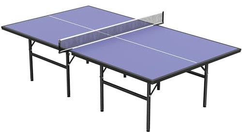 HOMCOM Mesa de Ping Pong Plegable con Red Exterior 152,5x274x76 cm Azul