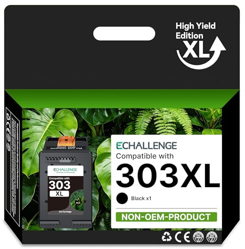 ECHALLENGE 303 XL für HP 303 druckerpatronen Multipack 303XL patrone für HP Envy 6220 6222 6230 7931 7978 TangoSeries:TangoX ENvYInspireSeries:7220e 7221e (1 Schwarz) tintenpatronen