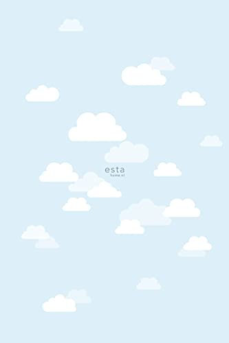 papier peint panoramique petits nuages bleu clair 200 x 279 cm - ESTAhome