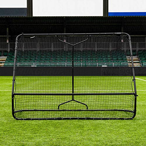 RapidFire Rebounder Mega X Fußball - doppelwinkeltes Fußball-Rebound-Netz (Groß (2,1m x 2,4m))