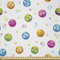 ABAKUHAUS emoji Stoff als Meterware, Bunte Runde Fun Gesichter, Microfaser Stoff für Dekoratives Basteln, 1M (230x100cm), Weiß Lila Grün