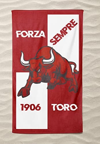 tex Family Strandtuch Sport Forza Stier groß 90 x 170 cm und Postkarte Torino war und bleibt Granat