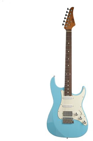 EART E-Gitarre 6 -Saiter Solid-Body, S-S-H Tonabnehmer, Musikstilumschaltung, klarer Ton, Edelstahlbünde-Runde Enden poliert