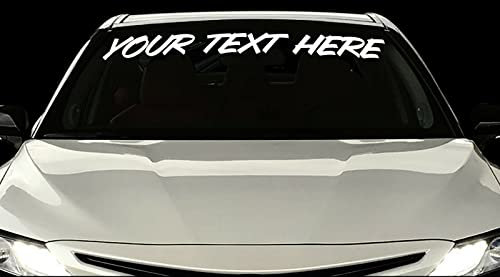 3 High Custom Vinyl Windshield Banner Lettering Decal Name Sticker Window Tattoo Car Truck (3 high x Up to 26 Long)