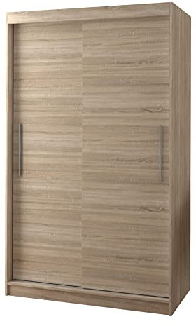 Fabryka Mebli Idźczak Kleiderschrank, Wohnzimmerschrank - Sonoma Schwebetürenschrank, Schlafzimmerschrank - 61 x 120 x 200 cm - Schrank für Schlafzimmer, Wohnzimmer, Garderobe, modern