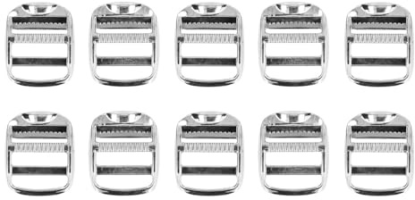 Pssopp 10Pcs Alloy Slide Buckle Metal Ladder Lock Buckle Slider Rectangle Webbing Strap Release Metal Buckle for Backpack Strap Accessories