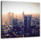 Feeby Vlies Leinwandbild XXL Frankfurt am Main Skyline Wolkenkratzer 80x80 cm Wandbild Kunst Bilder Schlafzimmer Deko Wohnzimmer Deutschland Stadtbild Orange