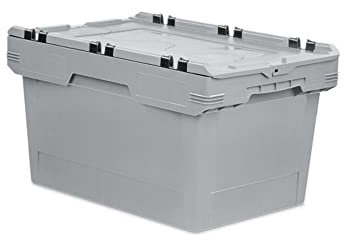 PROREGAL Conical Mehrweg-Stapelbehälter mit Krokodildeckel Grau | HxBxT 34,9x41x61cm | 58 Liter | Lagerbox Eurobox Transportbox Transportbehälter Stapelbehälter