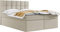 WFL GROUP Boxspringbett mit Bettkasten 140x200 160x200 180x200 Doppelbett Gepolstert Bett Mit Matratze und Topper - Stauraumbett mit Kopfteil - 180 x 200 cm - Beige Webstoff