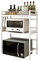 Luchs – Mikrowellen Ständer/Regal, Mikrowellenhalterung, Mikrowellenständer, Mikrowellen Ständer/Organizer mit 3 Haken, Microwave Holder/Rake grössenverstellbar (Weiss, Gora 3 Ebenen)
