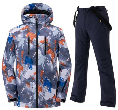 Herren Skijacke & Skihose Set Herren Skianzug Ski Jacke und Hose Set Wasserdichter Schneeanzug Snowboard Jacke Hose Skikleidung Für Herren Damen Schneehose Schneejacke2 teilig