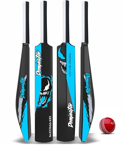 Jaspo Dominator Venom Edition 89 cm plastcricketslagträ + bollbläckfiskgrepp |bäst för att träna, hårt slag, rekommenderas att leka med mjukt gummi, tennis/vindboll.