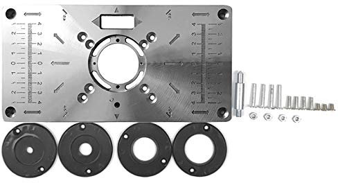 Waiecnksa Router Table Insert Plate Woodworking Table Saws for Multifunctional Wood Plate Machine Engraving 4 Rings Tool