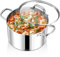 Joyfair Pentola da 24 cm, in acciaio inox con coperchio in vetro, a 3 strati, per tutti i piani cottura, 5,6 l, per pasta, zuppa, stufati, sana e lavabile in lavastoviglie
