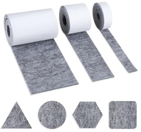 AiQInu 3 Rollos Fieltro Adhesivo Muebles, Almohadillas Fieltro, con Protección Antideslizante para Patas de Mesa, Corta Cualquier Forma, Rectangular, Reducción de Ruido y Resistente a los Arañazos