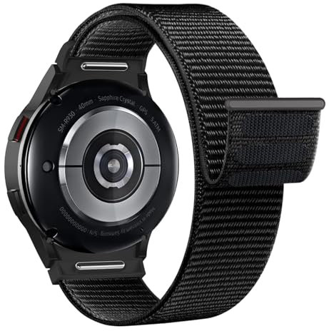 Ein Klick Nylon Armband für Samsung Galaxy Watch 7/6/5/4 40mm 44mm/Watch 4/6 Classic Armband 47mm 43mm 46mm 42mm/Watches 5 Pro 45mm/FE 40mm Herren/Damen,Sport Loop Band für Samsung Watches 6 5 4 7