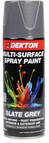 Dekton Quick-Dry Aerosol Spray Paint, Interior And Exterior Usage – Slate Grey for Metal, Wood, and Plastic |Rust Prevention|Ideal for Fixtures Furniture's Components Projects