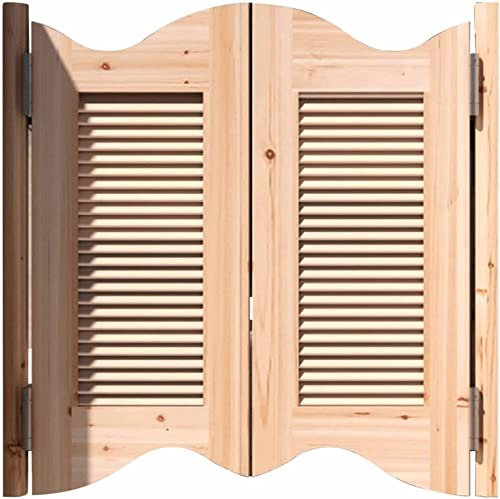 Portes battantes de Salon Portes de café, Portes de café Porte battante Non Peinte Porte de café Porte de Salon en Bois Massif Porte de Style persiennes Porche Grange Placard Demi-Taille (L