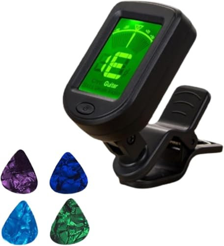 Afinador de Guitarra, Afinador de Pinza Negro, Afinador Guitarra Eléctrica, Apto Para Guitarra, Bajo, Violín, Ukelele, Doce Temperamentos Flotantes, 360°LCD Digital Pantalla Electrónica