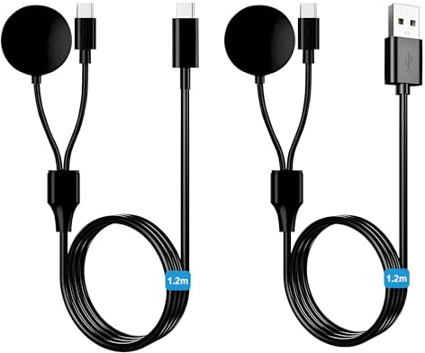 2 in 1 Watch Charger for App-le iWatch, USBC Magnetic Charging Cable Fast Wireless Portable Charging Dock Compatible with iWatch Series Ultra/SE/10/9/8/7/6/5/4/3/2/1 for iPhone 15/16 Pro Max 2 Pack