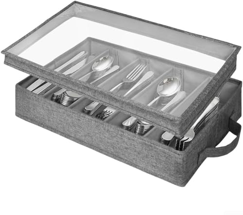 Boîte de rangement pour argenterie, couverts, ustensiles en tissu Oxford pour cuillère, fourchette, couteaux, vaisselle