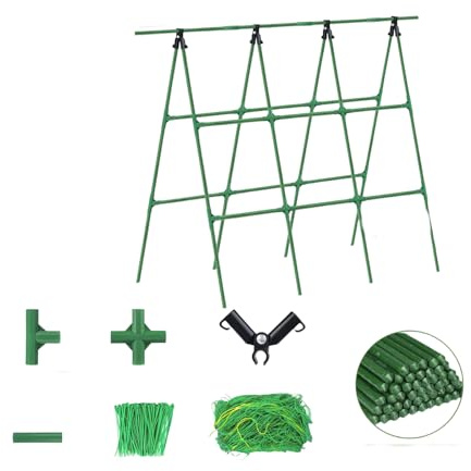 Wynrzyj Beschichteter Stahl, 47 x 63 cm, rostfrei, wasserdicht, robuster, Abnehmbarer Rahmen für den Garten, inklusive Netzbinder zum Klettern auf Gurken