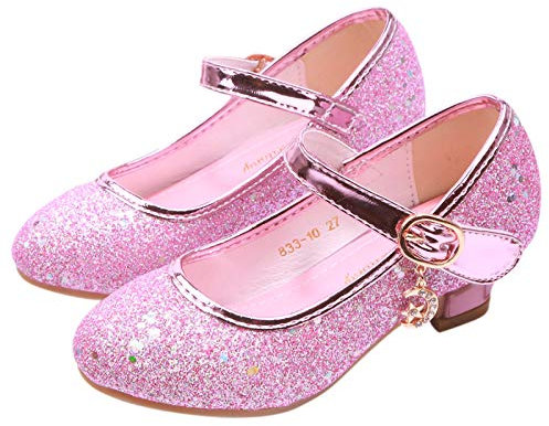 YONIER Scarpe con Tacco Ragazza Ballerine Bambina Cerimonia Festa Lustrino Nozze Scarpe da Principessa Eleganti Piatto Singole Ballerina Bimba Cristallo Bling Sandali