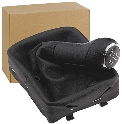 5-GANG SCHALTKNAUF SCHALTSACK SCHALTMANSCHETTE SCHWARZ CHROM FÜR POLO 9N 2001-09