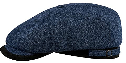 Sterkowski Malone | Tweed Schiebermütze 8 Panel Gatsby Kleid 20er Jahre Kleid Schlägermütze Flat Cap Mützen Herren Winter Hut Mütze für Winter Herbst Newsboy Cap Tellermütze 57 Blau Mix