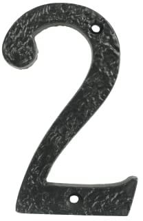 UAP Numeri civici da 10,2 cm, in ferro nero, fissaggio a vite per porta d'ingresso, numero indirizzo rustico da avvitare per porte e cancelli, realizzati in ghisa solida (numero 2)