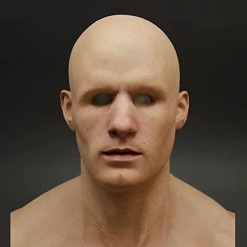 Giftik 3D Halloween Kostüm Latex Maske Horror Party Älterer Mann Supersoft Old Man Erwachsene Realistische Perücke Großvater Kopfbedeckung Maske (Junge Mann A)