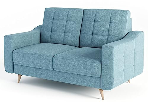 Siblo Sofa Toro 2 Kollektion - Modern Sofa mit Armlehnen - Elegante Couch - Wohnzimmer Möbel - Komfortables Polstersofa - Sofa 2-Sitzer - 152x93x85 cm - Hellblau
