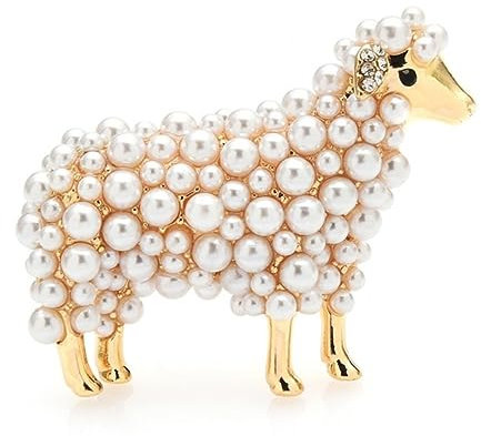 YAHOYA Frauen Mode Luxus Volle Perle Schaf Broschen Unisex Schön Niedlich Tier Damen Hochzeit Elegant Lässig Brosche Anstecknadeln Geschenke