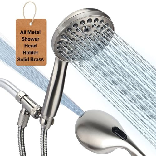 2.5GPM Shower Head with Handheld Shower Head Metal Bracket and Extra Long 6ft Stainless Steel Hose Brushed Nickel