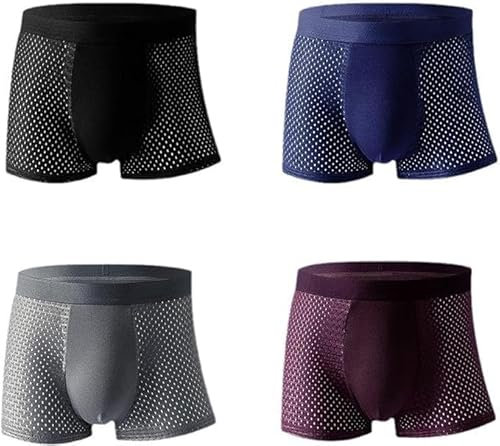 Boxer en Fibre de Bambou, sous-vêtements Culottes,Boxer en Fibre de Bambou Culottes for Hommes(Color : 4pcs, Size : L)