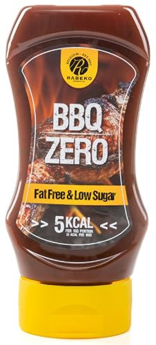Rabeko Zero Sauce -American BBQ, 1 x 350ml sans sucre et peu de matières grasses - produits sains à faible teneur en glucides réduits en calories et en matières grasses pour salade, frites,burgers