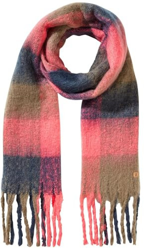 camel active Damen Schal mit kariertem Muster Blau-Pink, womenswear-OS