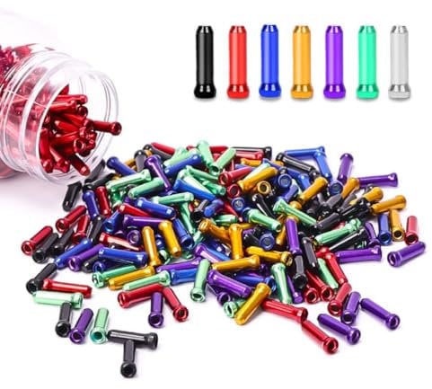 Pastoralist 80pcs Bike Cable End Caps Colorful Cable End Crimps Aluminum Alloy Bicycle Brake Cable Tips Wire End Cap Crimps, bike cable end cap