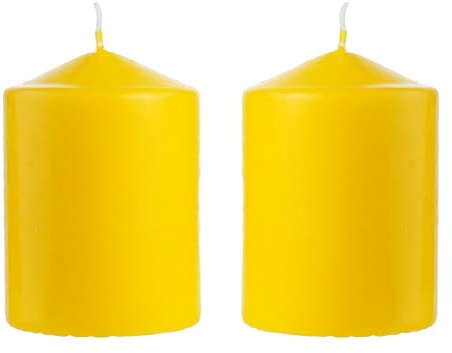 2 Stück Duftkerze Duft Citronella, Gelb Stumpenkerzen 10x7cm, Duft Stabkerzen 35 Stunden Verbrennung