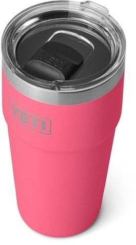 YETI Rambler Cup, Vacuum Insulated Stainless Steel Stackable Cup with Magslider Lid, Tropical Pink, 20 oz (591 ml)